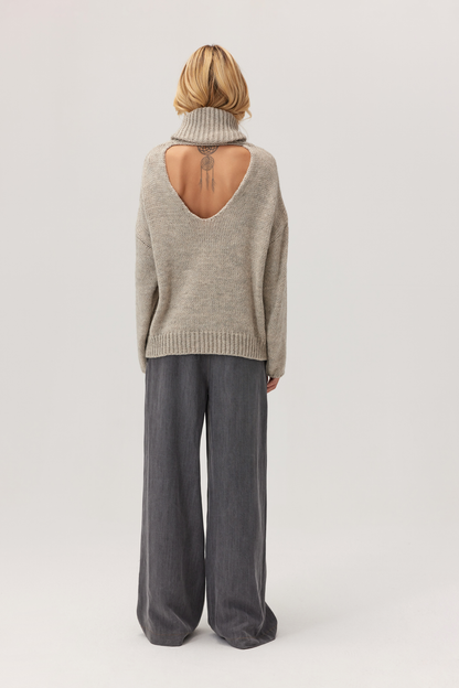 Sweter z moherem Oven Beż