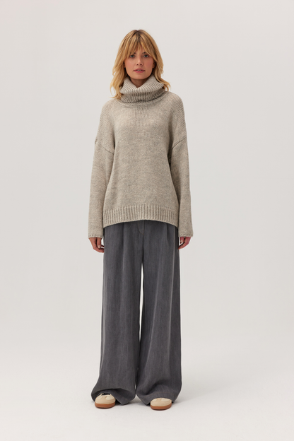Sweter z moherem Oven Beż