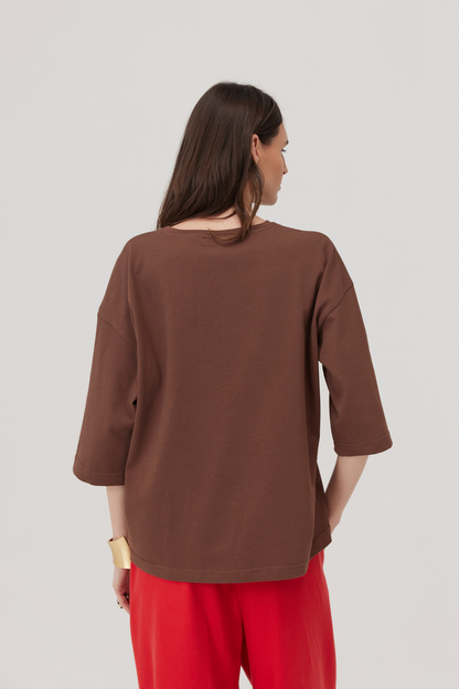 T-Shirt bawełniany Malm brązowy