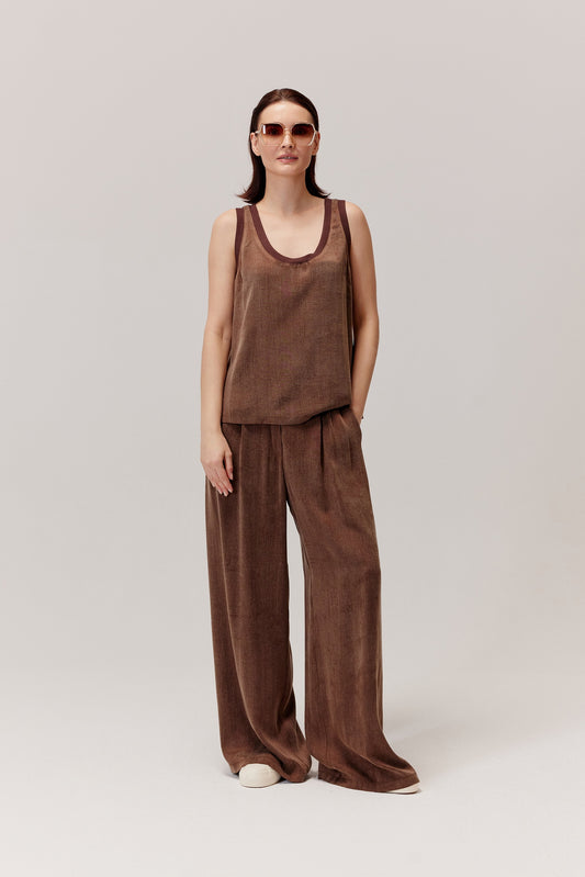 Figro Viscose and Lyocell Top, Brown