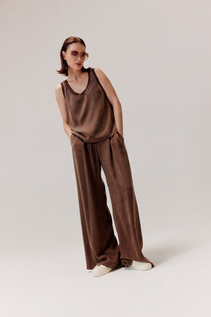 Figro brown viscose and lyocell trousers