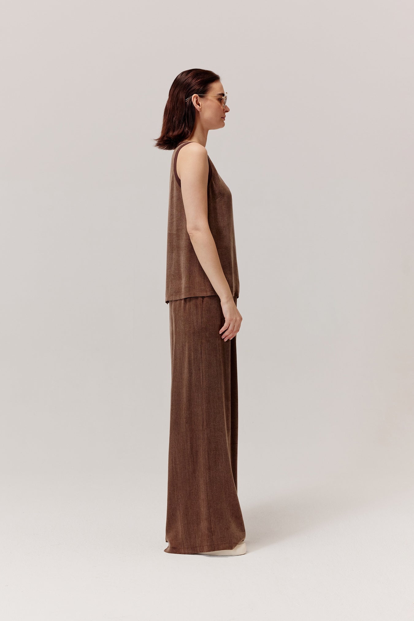 Figro brown viscose and lyocell trousers