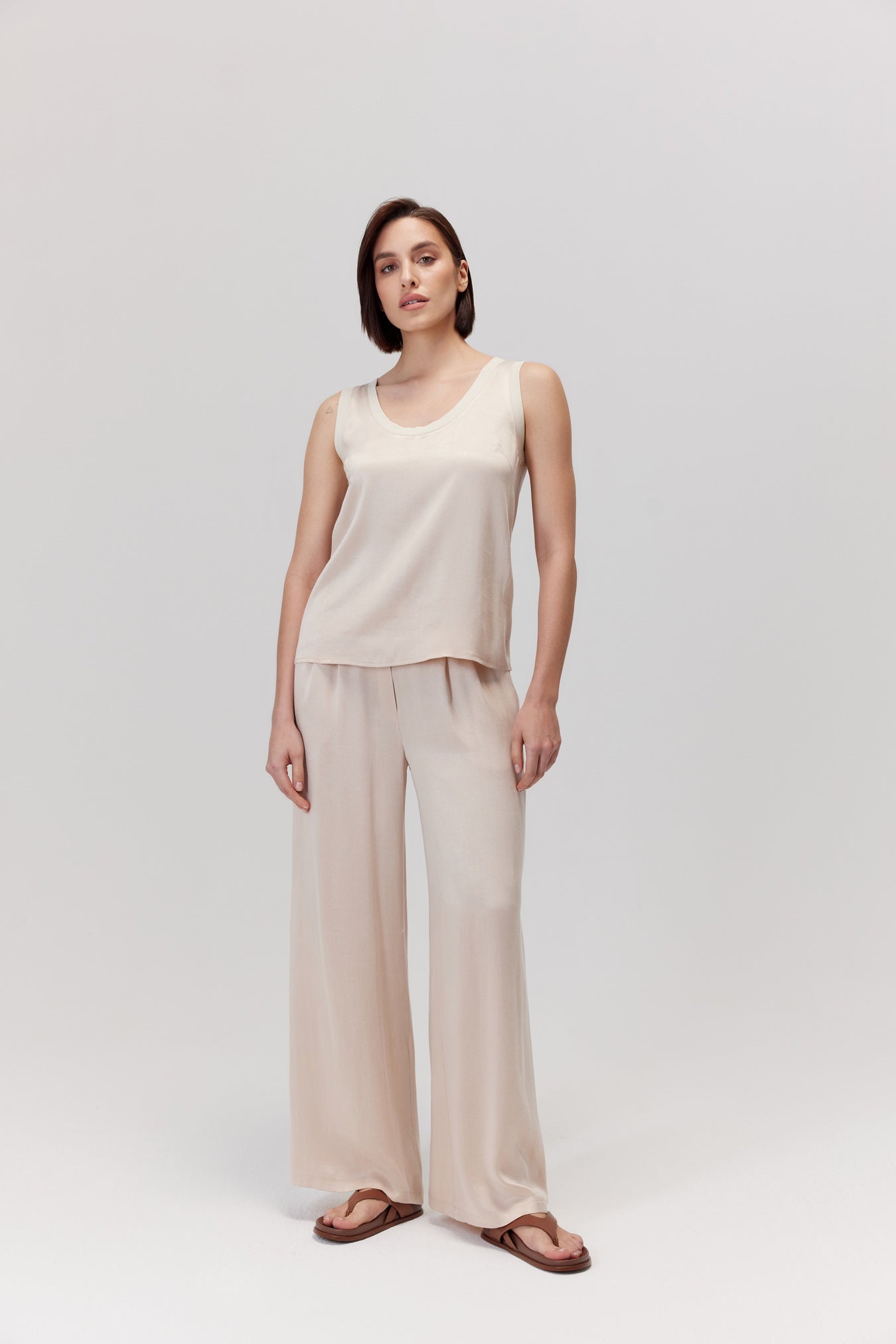 Figro pink viscose and lyocell trousers