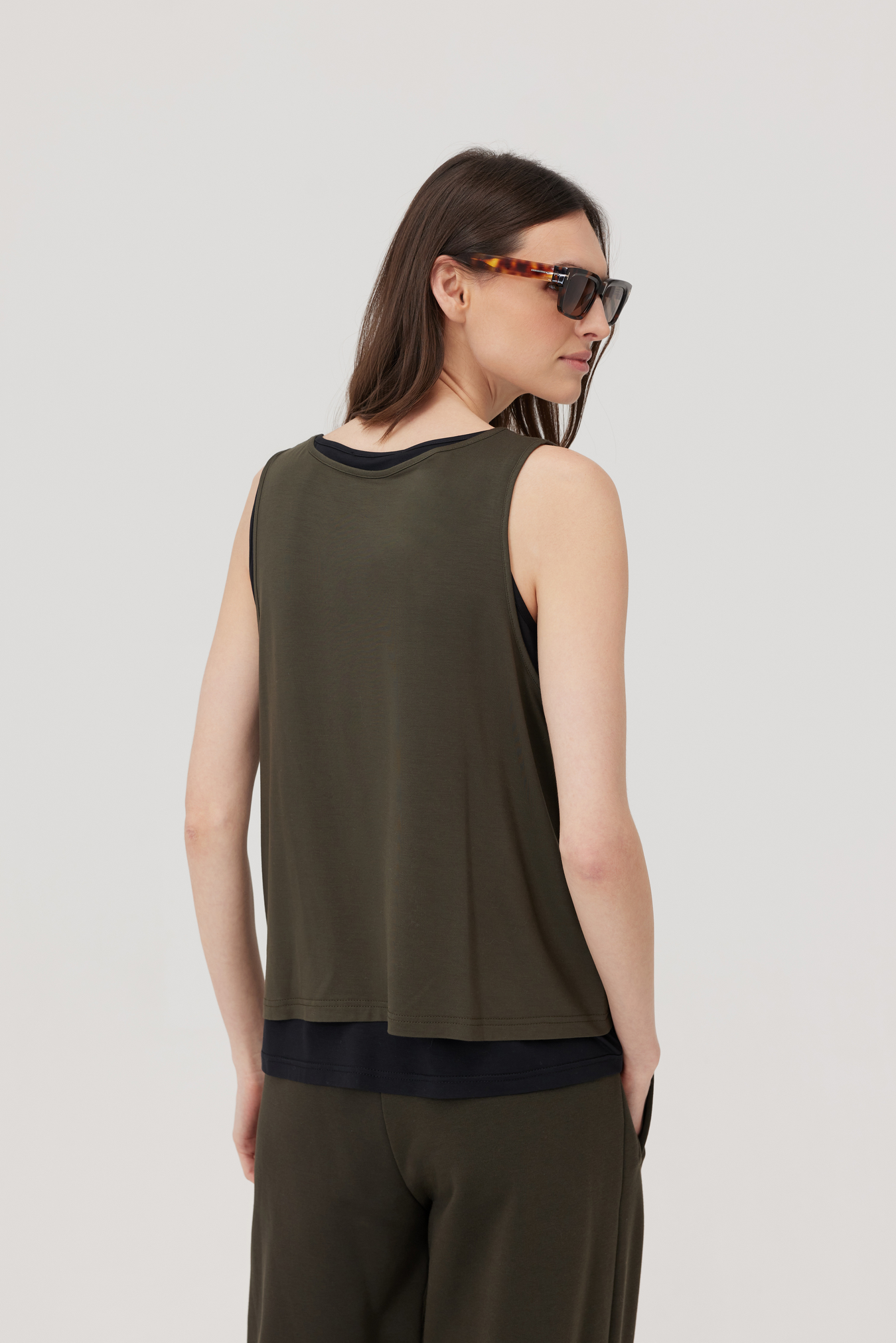 Lag khaki double-layer top