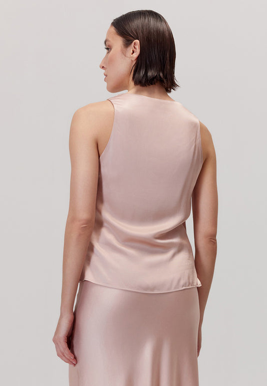Top Naya rose en viscose avec encolure froncée