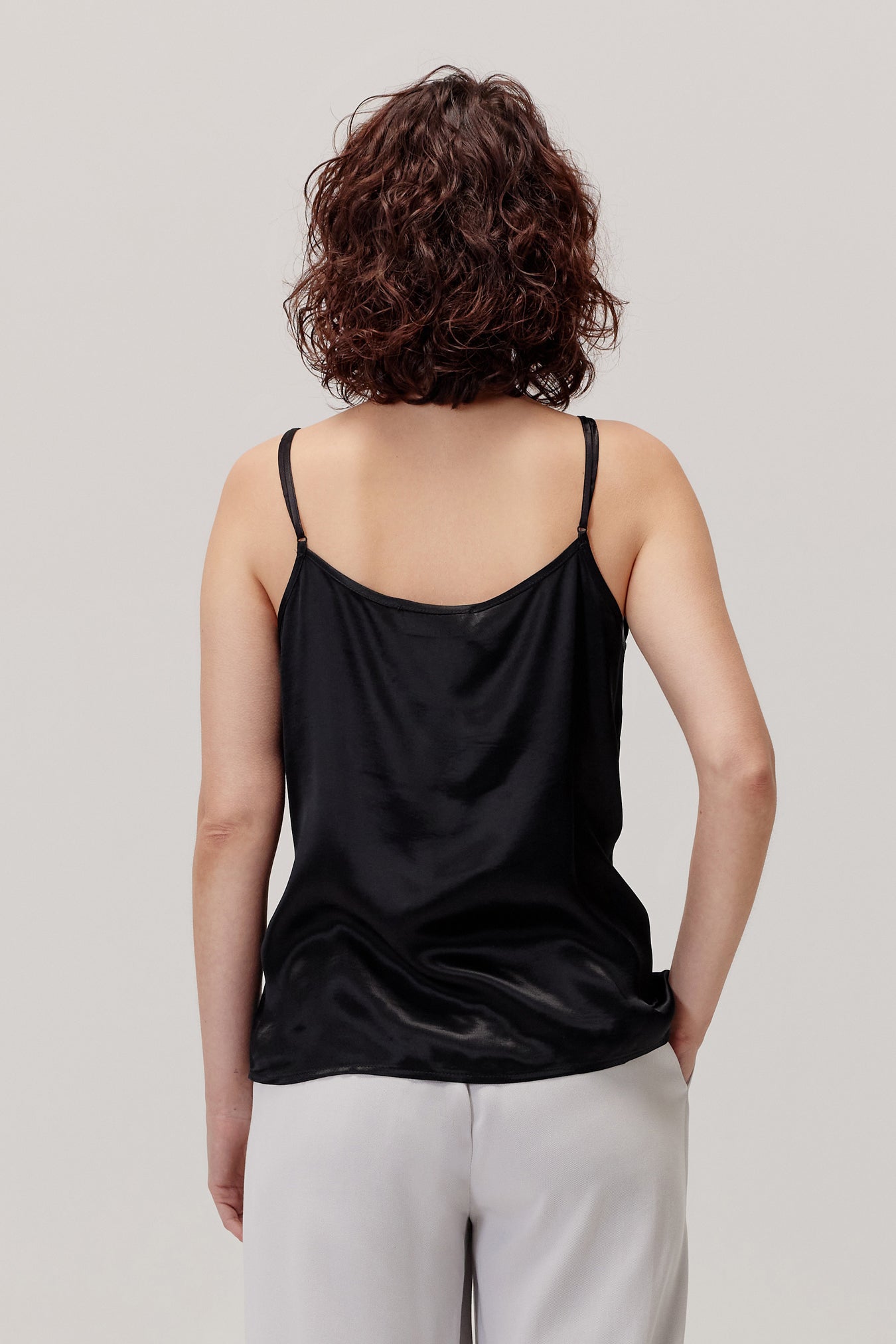 Satino black strappy top 