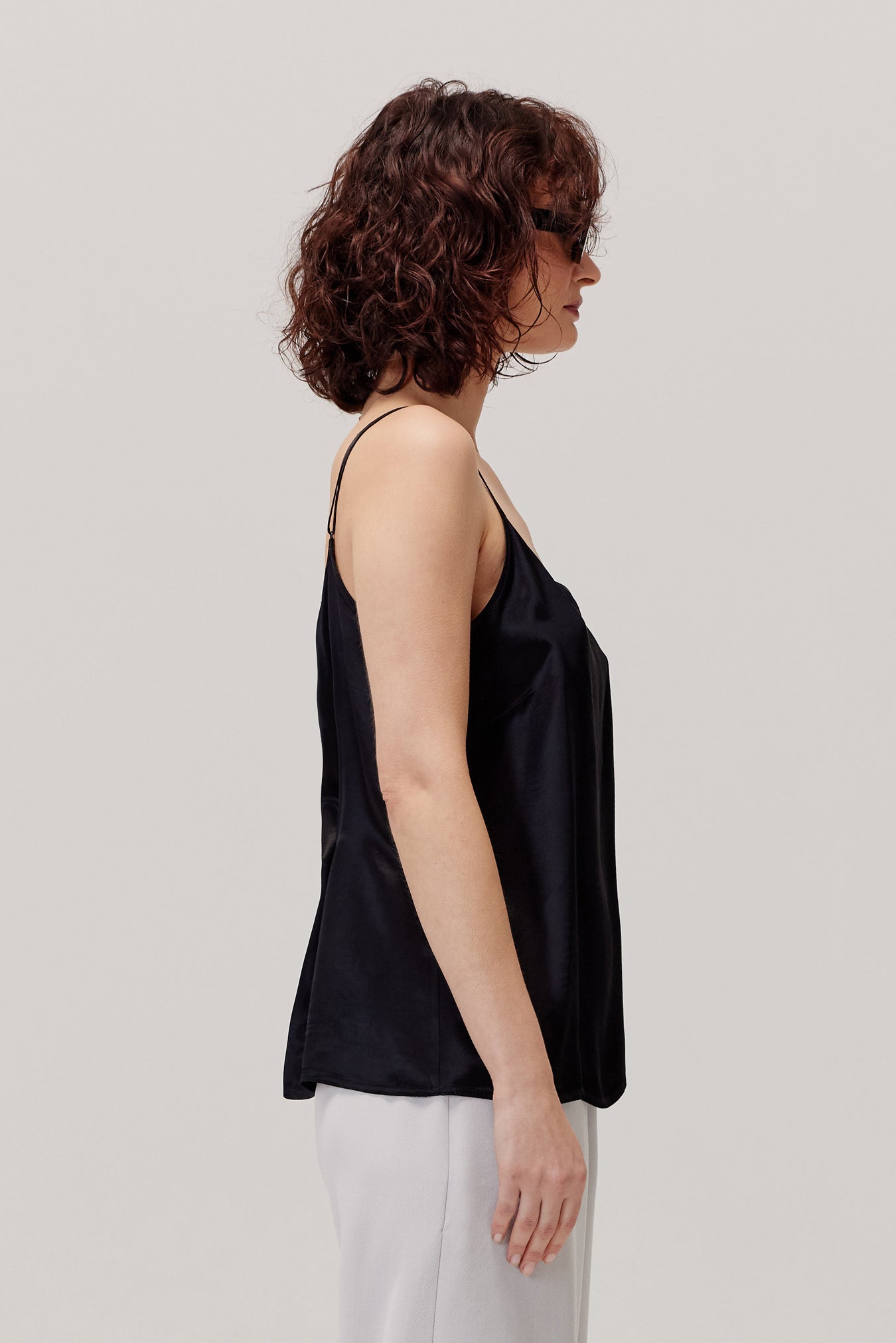 Satino black strappy top 