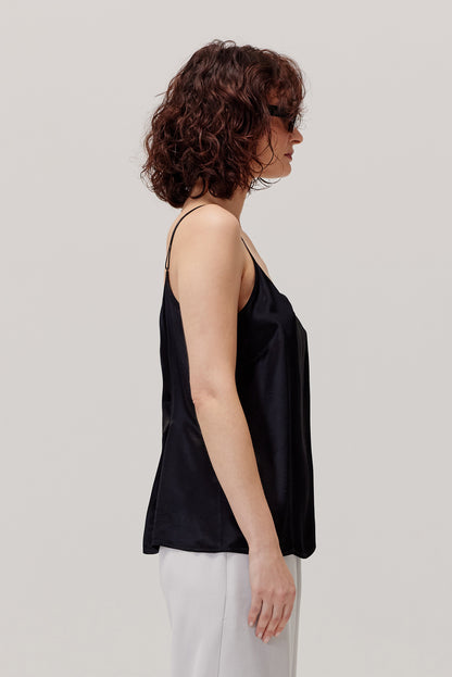 Satino black strappy top 