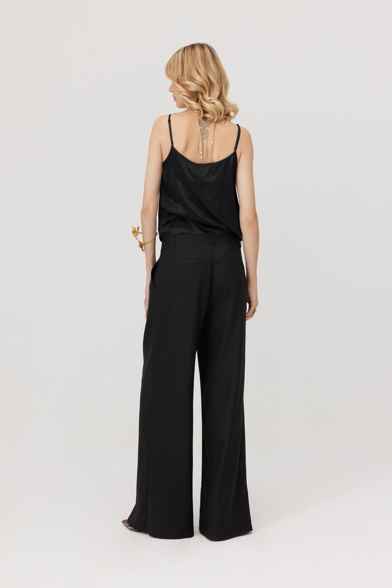 Satino black strappy top 